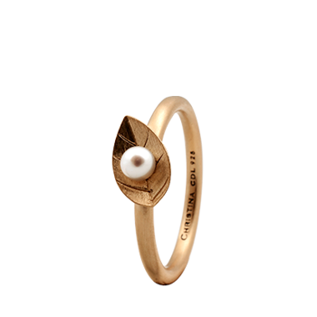 Christina Collect gold plated collector ring - Pearl Leaf with pearl